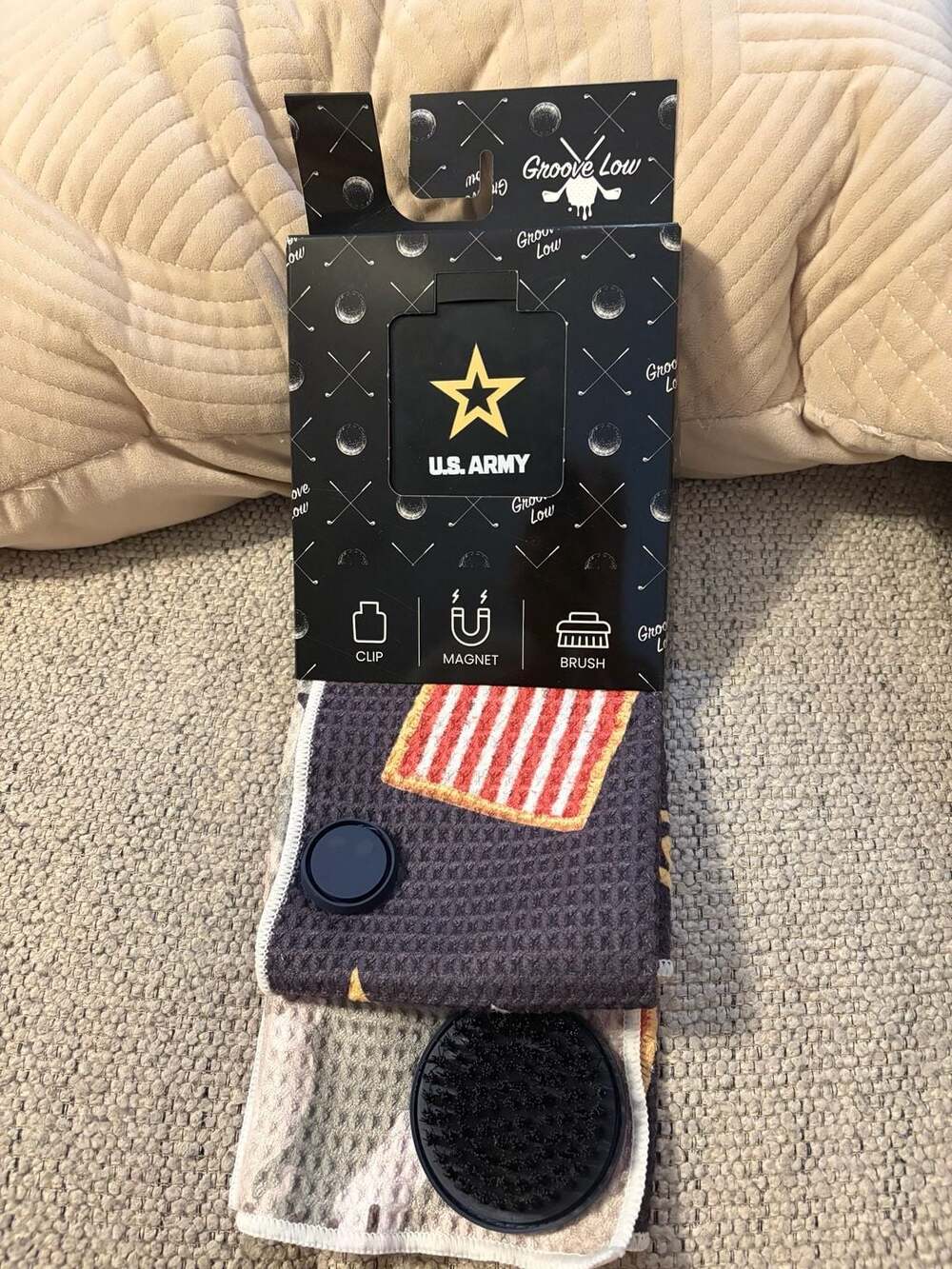 Groove Low U.S. Army Golf Towel with Magnetic Brush and Clip